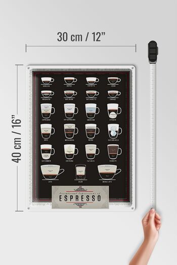 Plaque en tôle café 30x40cm variétés Espresso Mocha Americano 4