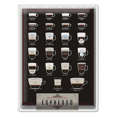 Cartel de chapa café 30x40cm variedades Espresso Mocha Americano