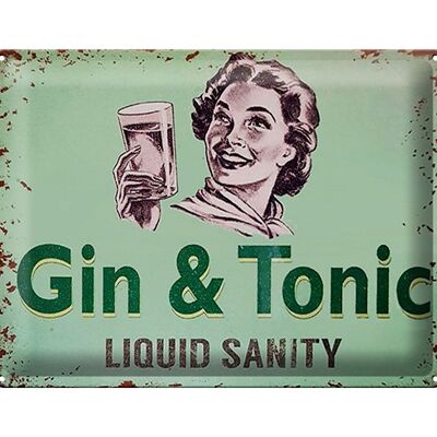 Plaque en étain 40x30cm Gin & Tonic Liauid Sanity