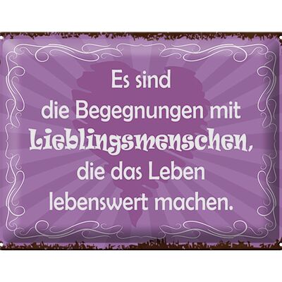 Blechschild Spruch 40x30cm Begegnungen Lieblingsmenschen