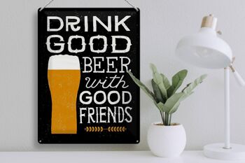 Plaque en tôle 30x40cm Boire une bonne bière entre amis 3