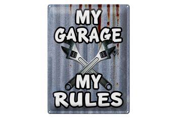 Plaque en tôle vintage 30x40cm mon garage mes règles 1