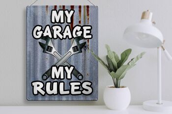 Plaque en tôle vintage 30x40cm mon garage mes règles 3