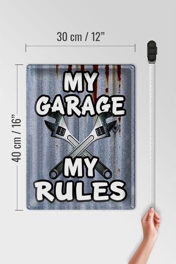 Plaque en tôle vintage 30x40cm mon garage mes règles 4