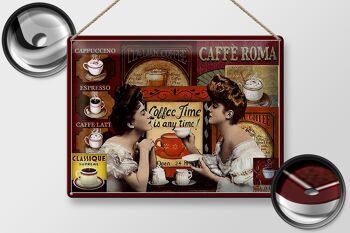 Plaque en métal pour café, 40x30cm, café Roma, le temps est à tout moment 2