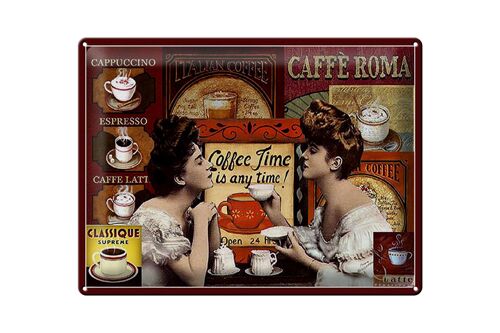 Blechschild Kaffee 40x30cm Coffee Roma time is any time