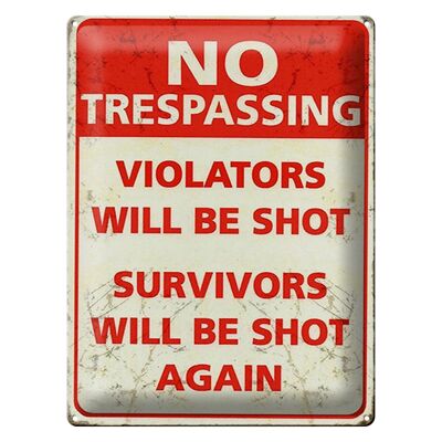 Blechschild Retro 30x40cm No trespassing violators be shot
