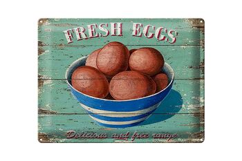 Plaque en tôle rétro 40x30cm œufs frais œufs frais 1