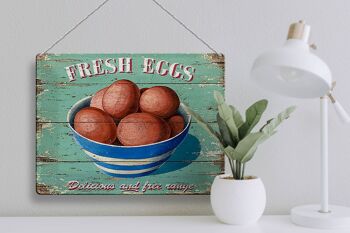 Plaque en tôle rétro 40x30cm œufs frais œufs frais 3