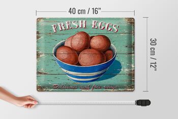 Plaque en tôle rétro 40x30cm œufs frais œufs frais 4