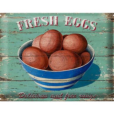Cartel de chapa retro 40x30cm huevos frescos Huevos frescos