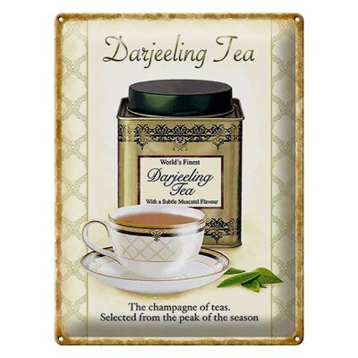 Targa in metallo tè 30x40 cm Darjeeling Tea champagne di tè