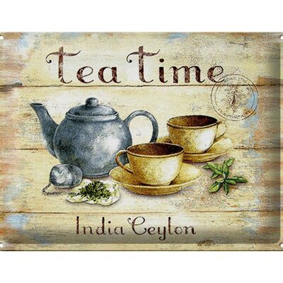 Targa in metallo da tè 40x30 cm Teiera Tea Time India Ceylon