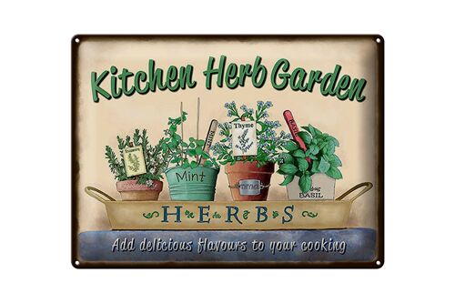 Blechschild Garten 40x30cm Kirchen Herb Garden Mint Thyme