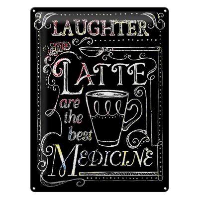 Metal sign saying 30x40cm Laughter and Latte are the best