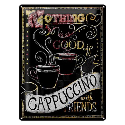 Cartel de chapa que dice Capuchino con amigos 30x40cm