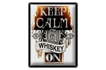 Panneau en étain disant 30x40cm "Keep Calm Whisky on" 1