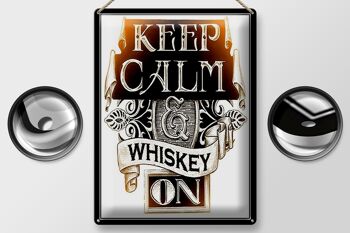 Panneau en étain disant 30x40cm "Keep Calm Whisky on" 2