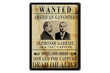 Plaque en tôle 30x40cm Wanted Alphonse Gabriel américain 1