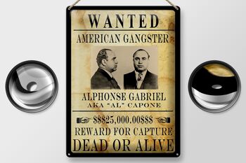 Plaque en tôle 30x40cm Wanted Alphonse Gabriel américain 2
