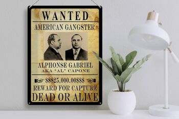Plaque en tôle 30x40cm Wanted Alphonse Gabriel américain 3