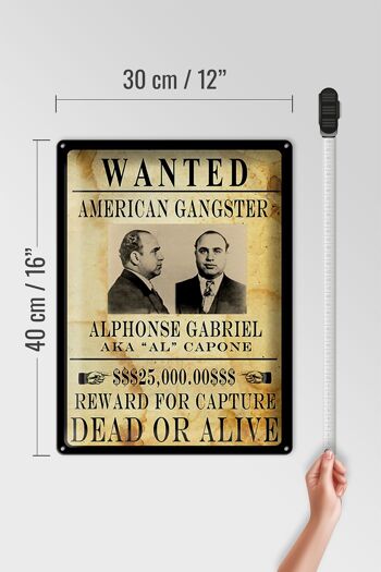 Plaque en tôle 30x40cm Wanted Alphonse Gabriel américain 4
