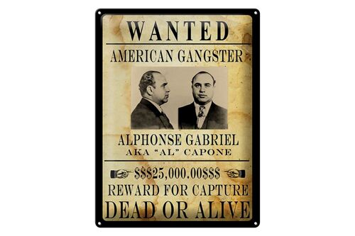 Blechschild Spruch 30x40cm wanted Alphonse Gabriel american