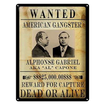 Targa in metallo con scritta 30x40 cm "Cercasi Alphonse Gabriel americano".