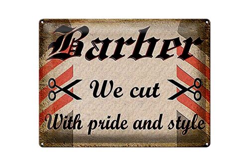 Blechschild Friseur 40x30cm Barber we cut with pride style