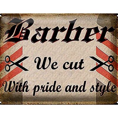 Blechschild Friseur 40x30cm Barber we cut with pride style