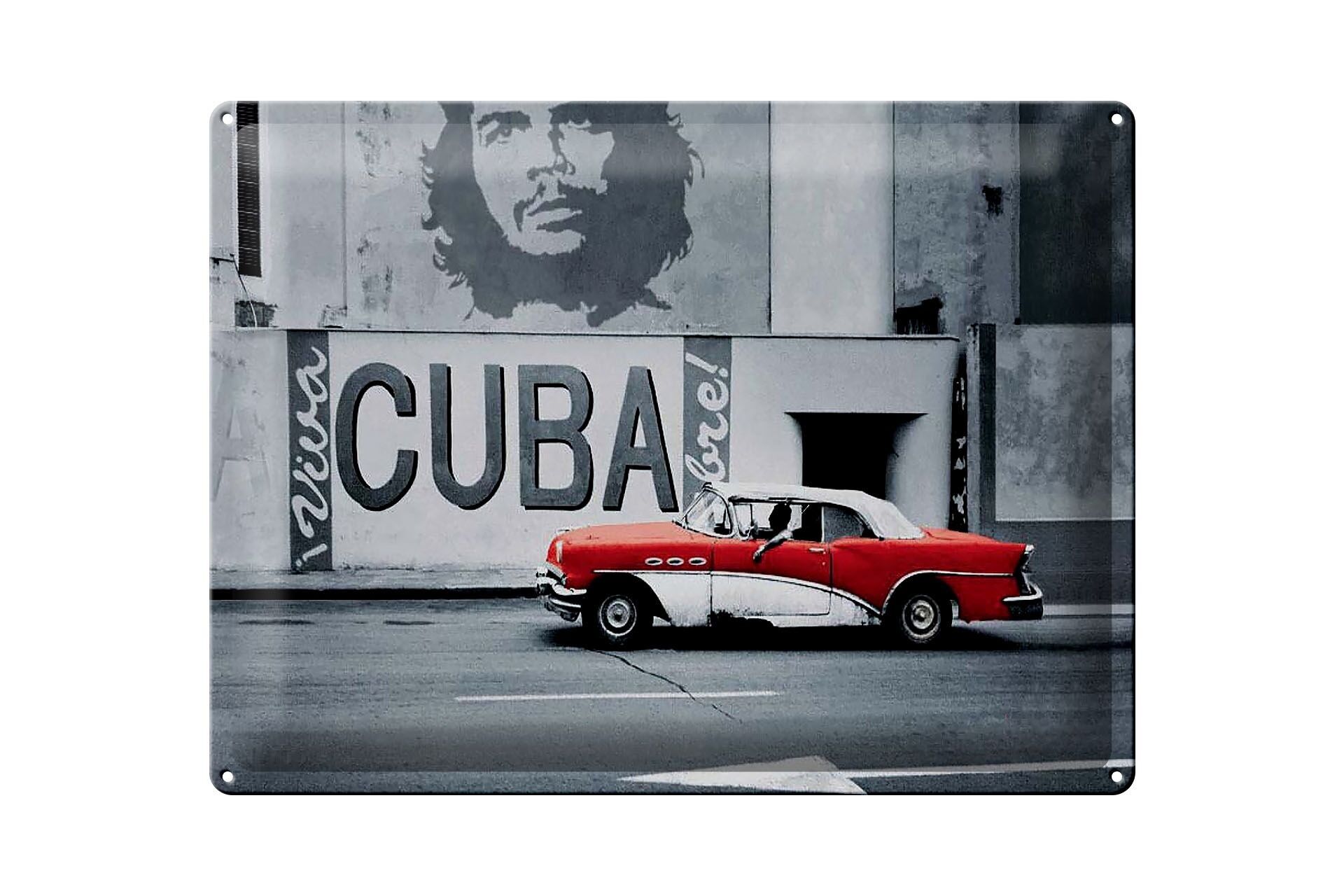 Tin sign saying 40x30cm Cuba Guevara car red vintage car