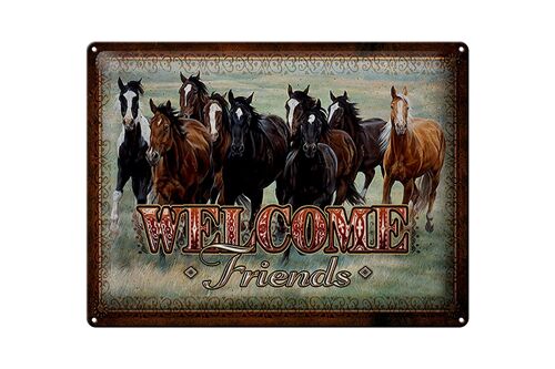 Blechschild Pferde 30x40cm welcome friends