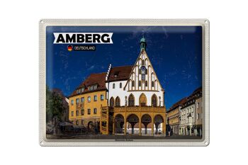 Plaque en tôle indiquant Hôtel de ville historique d'Amberg 40x30cm 1