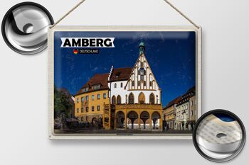 Plaque en tôle indiquant Hôtel de ville historique d'Amberg 40x30cm 2