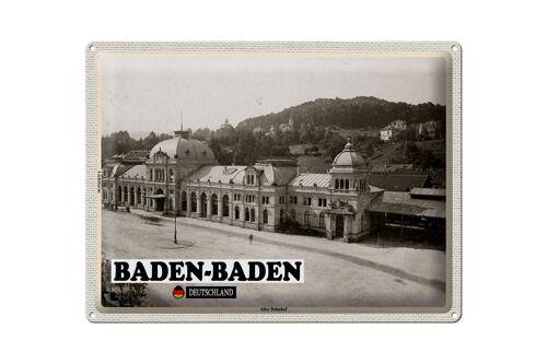 Blechschild Städte Baden-Baden Alter Bahnhof 40x30cm