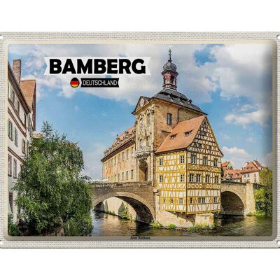 Targa in metallo Città Bamberg Vecchio Municipio Fiume 40x30 cm