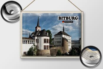 Plaque en tôle Villes Hôtel de ville de Bitburg sur le mur romain 40x30cm 2