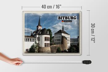 Plaque en tôle Villes Hôtel de ville de Bitburg sur le mur romain 40x30cm 4