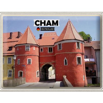 Metal sign cities Cham Biertor architecture wall decoration 40x30cm