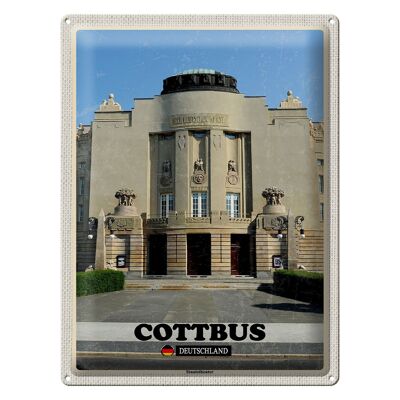 Plaque en tôle Architecture du Théâtre d'État de Cottbus 30x40cm