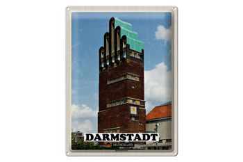 Panneau en étain villes Darmstadt, tour de mariage, architecture 30x40cm 1