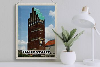 Panneau en étain villes Darmstadt, tour de mariage, architecture 30x40cm 3