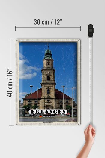 Plaque en tôle Villes Erlangen Église Huguenote 30x40cm 4