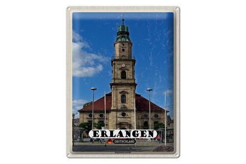 Blechschild Städte Erlangen Hugenotten Kirche 30x40cm