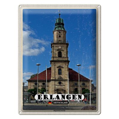 Cartel de chapa Ciudades Erlangen Iglesia Hugonote 30x40cm