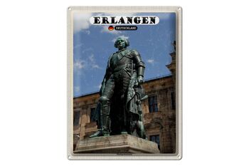 Plaque en étain villes Erlangen statue margrave 30x40cm 1