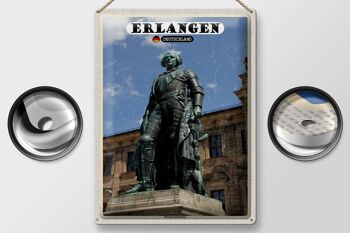 Plaque en étain villes Erlangen statue margrave 30x40cm 2