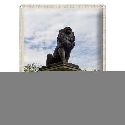 Targa in metallo città Flensburg Idstedter scultura leone 30x40 cm
