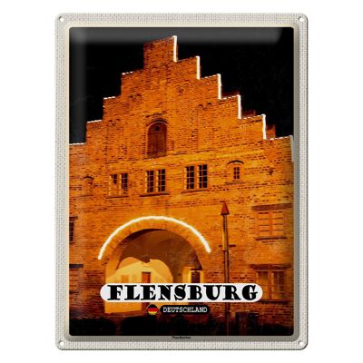 Plaque en tôle villes Flensburg Nordertor architecture 30x40cm