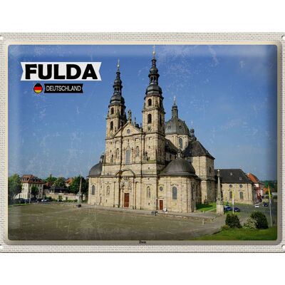 Targa in metallo Città Fulda Cattedrale Architettura medievale 40x30 cm